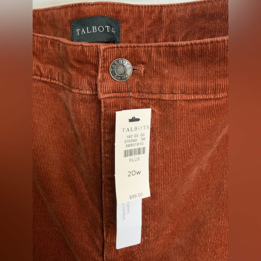 Talbots’ Plus Size Corduroy Straight Leg Stretch Pants, High Waist, Slimming NWT